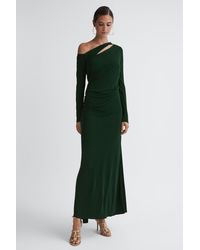 Reiss - Delphine - Green Off-the-shoulder Cut-out Maxi Dress - Lyst