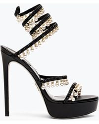 Rene Caovilla - Chandelier Plateau Sandale Mit Perlen Schwarz 130 - Lyst
