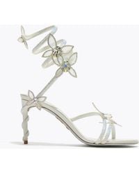 Rene Caovilla - Butterflower Ivory Satin/Crystal-Transmission St Sandal - Lyst