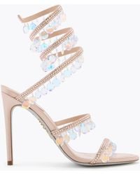 Rene Caovilla - Sandalo Chandelier Rosa Cipria Con Maxi Cristalli Pendenti 105 - Lyst