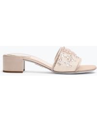 Rene Caovilla - Cinderella Nude Slider Sandal 40 - Lyst