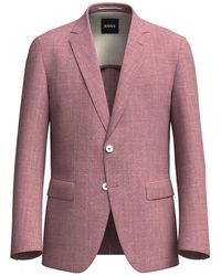 BOSS - H-hutson Pattern Wool Blend Slim Jacket Dark - Lyst