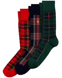 Polo Ralph Lauren - Tartan 3 Pack Socks Navy/green/ - Lyst