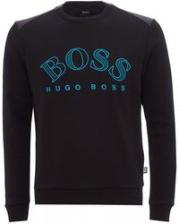 BOSS Cotton-blend Sweatshirt With Curved Logo Embroidery - Black