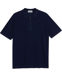 John Smedley - Sandbanks Quarter Zip Polo Shirt French Navy - Lyst