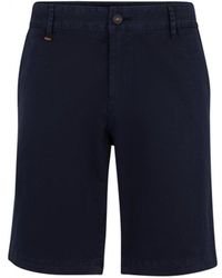 BOSS - Schino-slim Dark Blue Stretch Cotton Shorts - Lyst