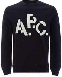 A.P.C. Decale Offset Logo Sweatshirt, Dark Navy Sweat - Blue