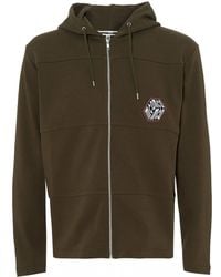 McQ Zip Up Hoodie, Military Khaki Green Hooded Sweatshirt