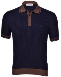 Gran Sasso - Ribbed Polo Shirt Navy - Lyst