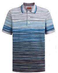 Missoni - Space Dyed Polo Shirt Multi Black/blue/ - Lyst