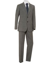 Emporio Armani Micro Check 2 Button Wool Grey Suit - Gray