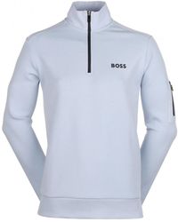 BOSS - Sweat 1 Quarter Zip Sweatshirt Pale - Lyst