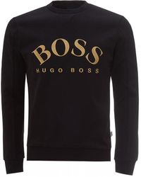 BOSS Salbo Curved Logo Sweatshirt, Black Jumper