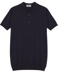 John Smedley - Adrian Sea Island Cotton Polo Shirt Navy - Lyst