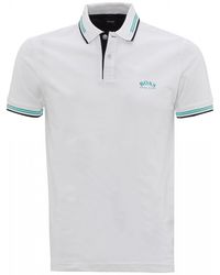 BOSS Paul Curved White Slim Fit Polo Shirt