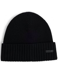 BOSS - Fati Ribbed Beanie Hat - Lyst