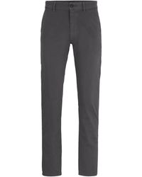 BOSS - Slim Fit Cotton Satin Chino Trousers - Lyst