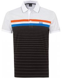 BOSS Paddy 3 Polo Shirt, Fine Stripe Black Polo