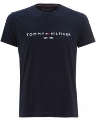 Tommy Hilfiger Embroidered Logo T-shirt, Sky Captain Navy Tee - Blue