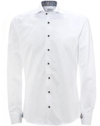 Stenstroms White Slimline Paisley Trim Shirt