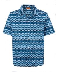 Missoni - Zig Zag Print Bowling Shirt Blue - Lyst