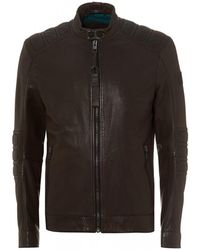 BOSS Jagson Slim Fit Brown Leather Jacket