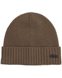 BOSS - Fati Ribbed Beanie Hat Khaki - Lyst