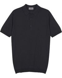 John Smedley - Adrian Sea Island Cotton Polo Shirt Granite Dark - Lyst