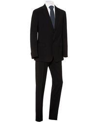 Emporio Armani Plain Black Wool With Natural Stretch Suit