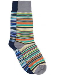 Paul Smith - Signature Stripe Socks Blue Grey - Lyst