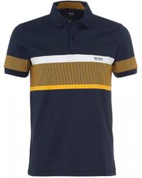 BOSS Paulie 5 Polo Shirt, Striped Night Watch Polo - Blue