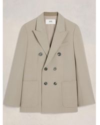 Ami Paris - Double Breasted Blazer Jacket Light Taupe - Lyst