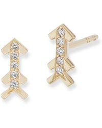 Harwell Godfrey Arrow Pave Diamond Stud Earrings - Metallic