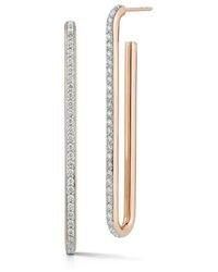 WALTERS FAITH Saxon Gold And Diamond Extra Long Single Chain Link Earrings - Metallic