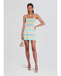 SER.O.YA Benni Metallic Knit Mini Dress in White | Lyst