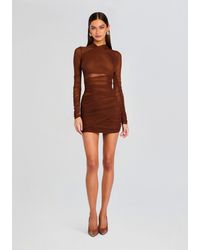 SER.O.YA - Moxey Ruched Mesh Mini Dress - Lyst