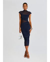 SER.O.YA - Tabitha Mesh Ruched Midi Dress - Lyst