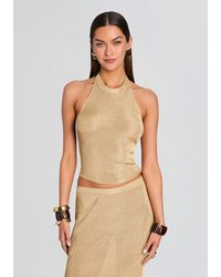 SER.O.YA - Minnie Metallic Knit Halter Top - Lyst