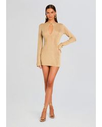 benni metallic knit mini dress SEROYA Benni Metallic Knit Dress in Rust