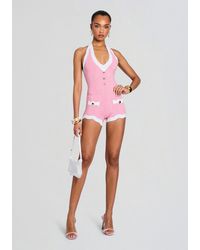 retroféte - Jayde Metallic Rib Knit Romper - Lyst