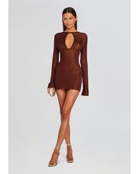emeri metallic knit mini dress SER.O.YA Emerie Keyhole Fine-Knit in Natural Royal blue prom dress