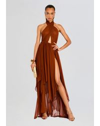 retrofete arlet chiffon dress retrofete Arlet Chiffon Dress in Chestnut