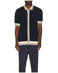BOUND - Stevie Waffle Ribbed Knit Polo en Blue - Lyst