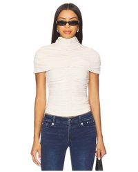 Susana Monaco - Mock Neck Overlay Gathered Top - Lyst
