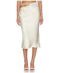 For Love & Lemons - Adrift Satin Midi Skirt - Lyst