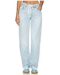 aligrace - Pierna Ancha Baggy Drawstring Customs En Color Denim Claro Talla En - Lyst