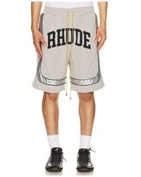 Rhude - Baggy Mesh Collegiate Logo Shorts - Lyst