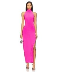 Norma Kamali - Vestido De Cuello Alto Con Escote Halter Y Abertura Lateral En Color Rosado Talla (También En M, S, Xl, Xs, Xxs) - Lyst