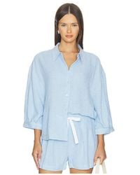 Eberjey - TOP BOUTONNÉ LINEN BLEND en Blue - Lyst