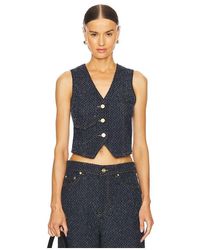 Ganni - Fluffy Denim Waistcoat - Lyst